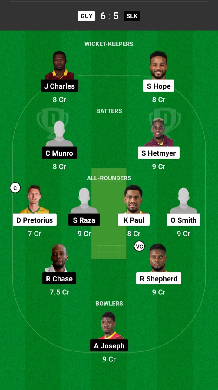 GUY Vs SLK Dream11 Prediction In Hindi Fantasy Cricket Pitch Report