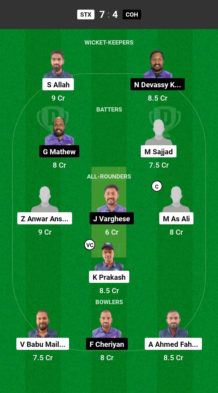 STX Vs COH Dream11 Prediction In Hindi Dream11 Team Fantasy Cricket