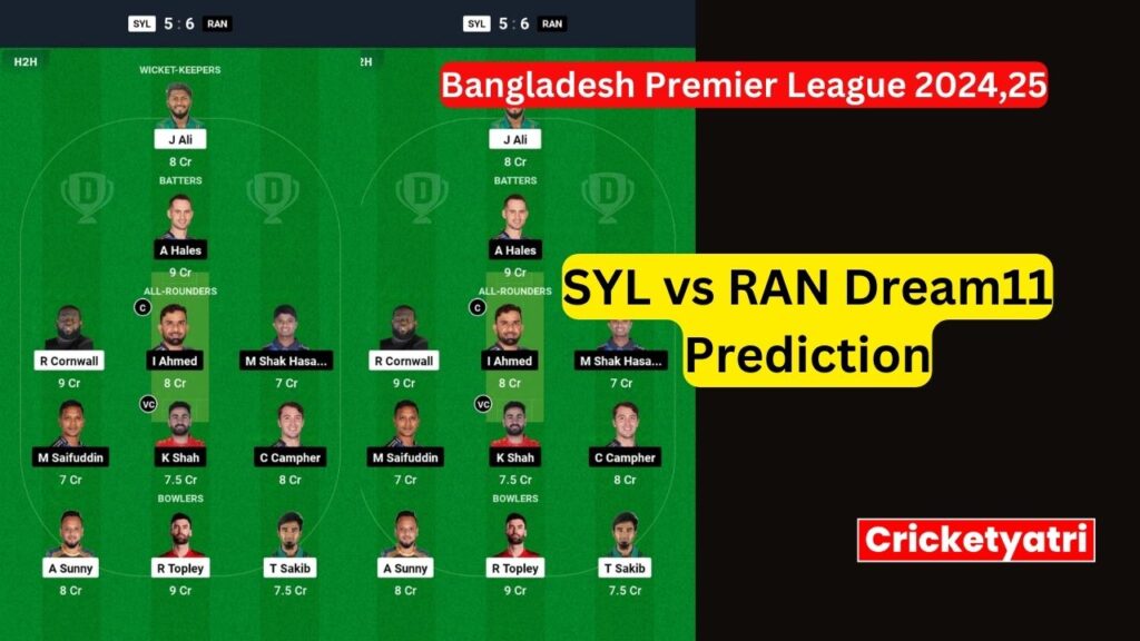 Syl Vs Ran Dream Prediction In Hindi Fantasy Cricket Pitch Report