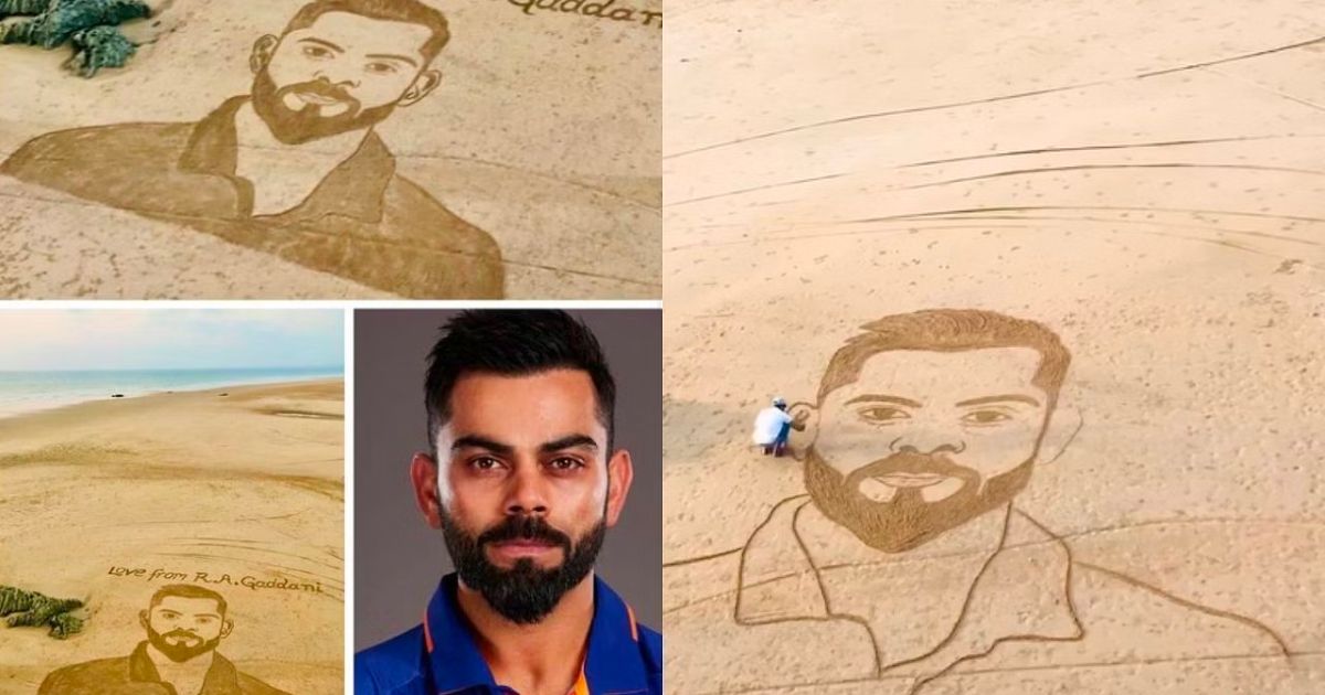 Pakistani fan made big picture of Virat Kohli on sand