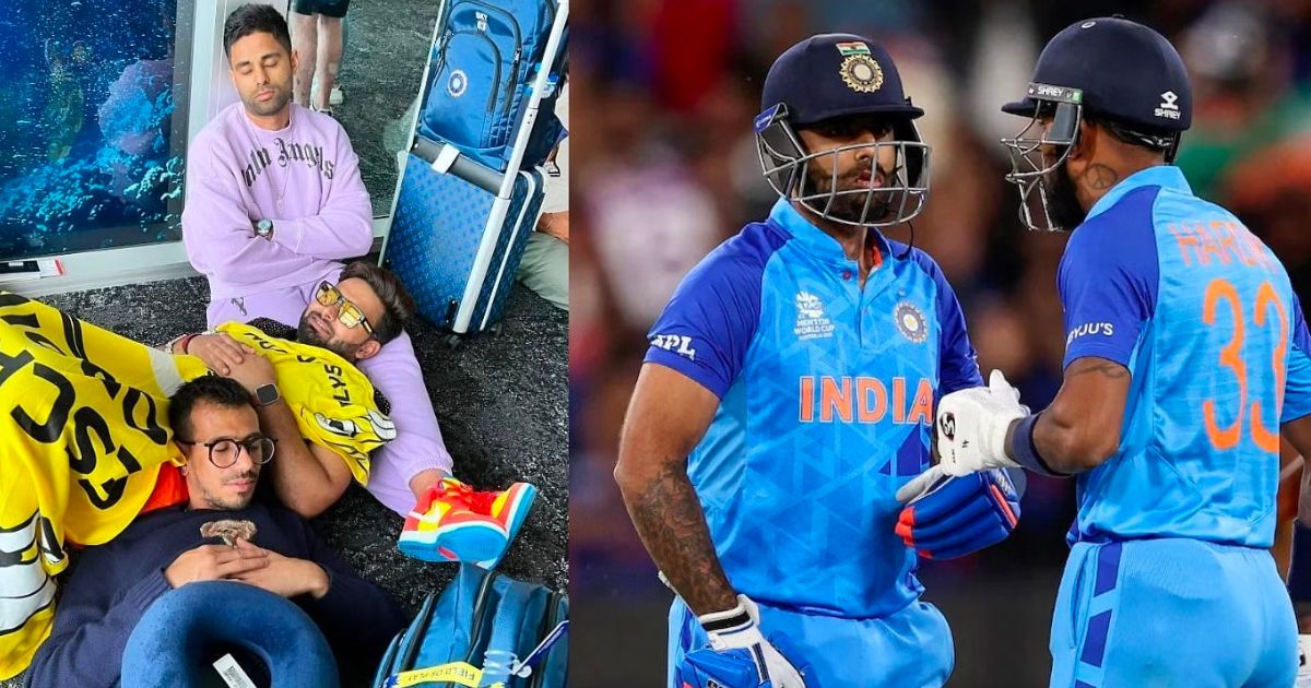 Suryakumar Yadav, Yuzvendra Chahal and Rishabh Pant were seen taking a nap on the ground at the airport, Dhanashree Verma shared the picture