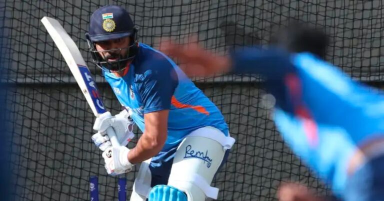 During the net session before the semi-final match, Rohit Sharma got hurt due to the ball on his hand.