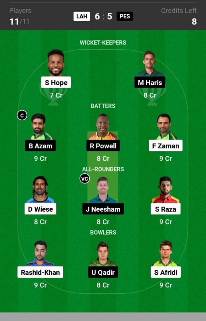 LHQ vs PSZ Dream11 Prediction in Hind