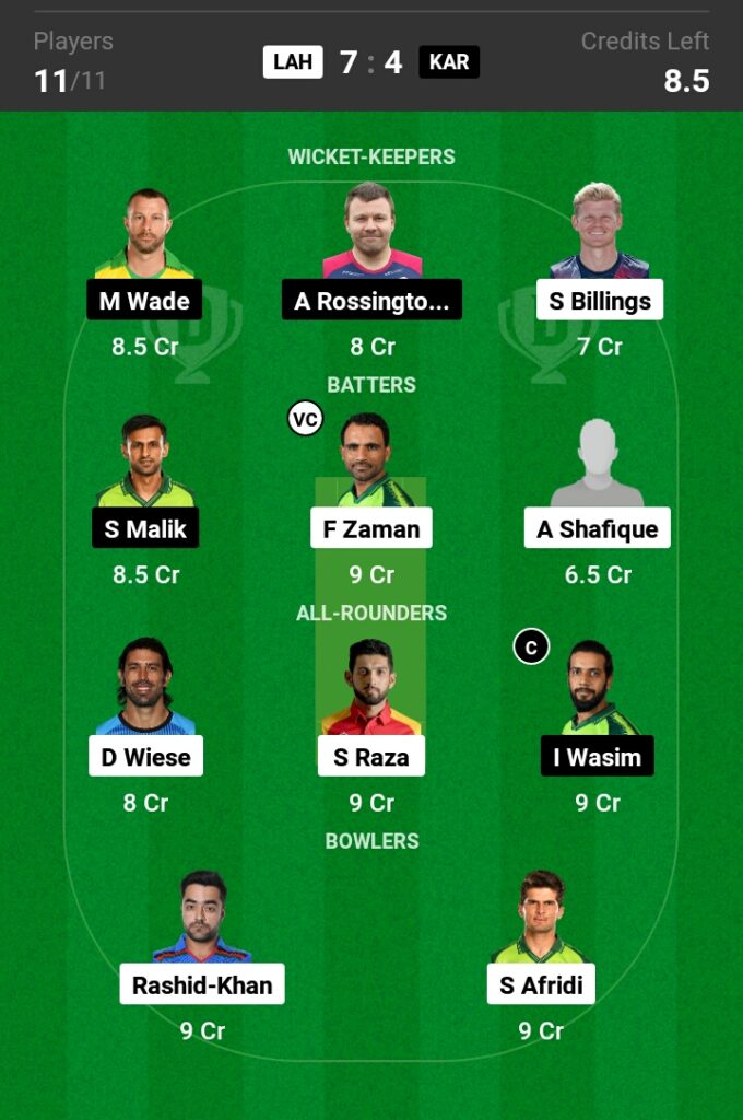 LHQ vs KRK  Dream11 Prediction in Hindi