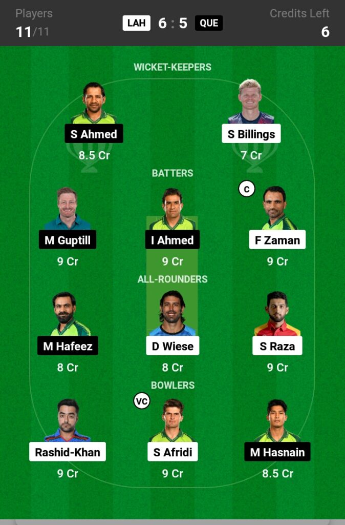 LHQ vs QTG  Dream11 Prediction in Hindi