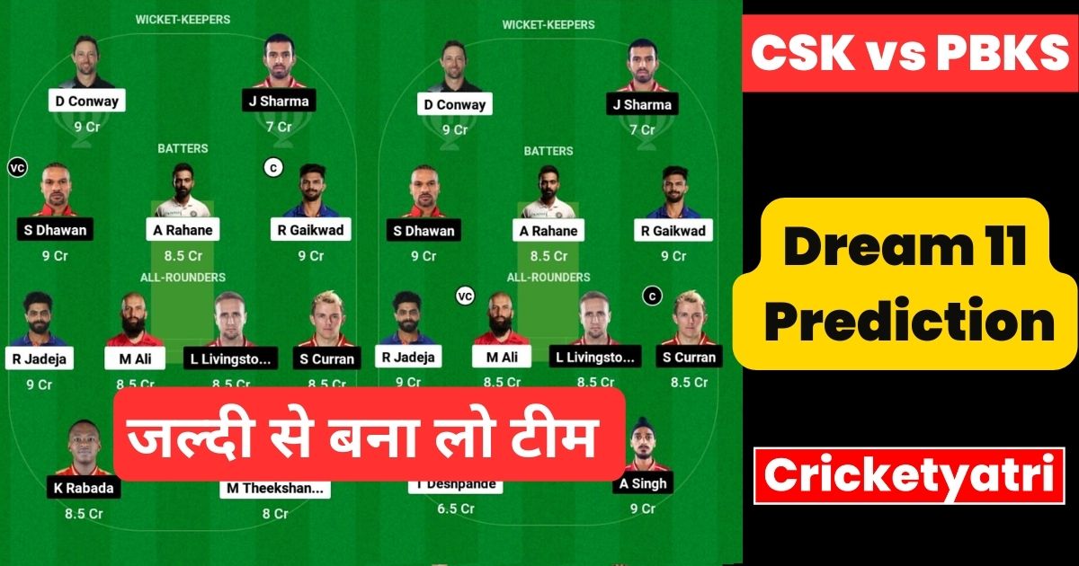 Csk Vs Pbks Dream11 Prediction In Hindi यह टीम बनाएंगे आपको करोड़पति 1