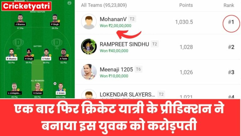 Dream 11 Winner 22 April mi vs pbks