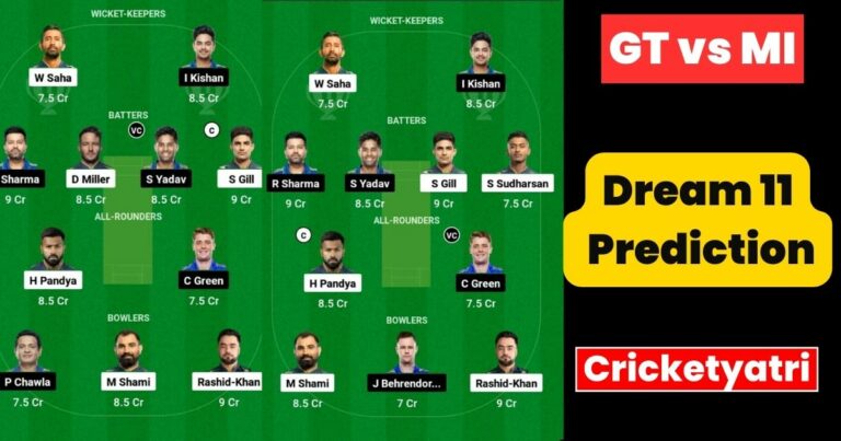 GT vs MI Dream11 Prediction in Hindi