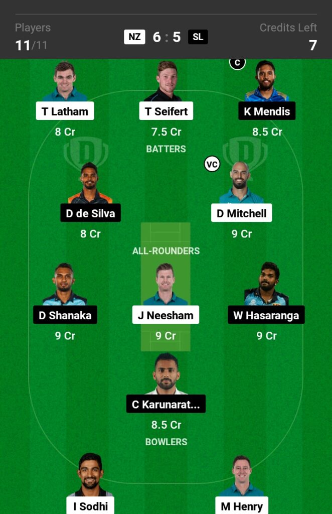 NZ vs SL Dream11 Prediction in Hindi