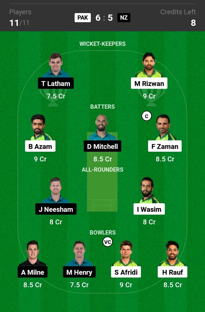 PAK vs NZ 3rd T20 Match Dream11 Prediction in Hindi