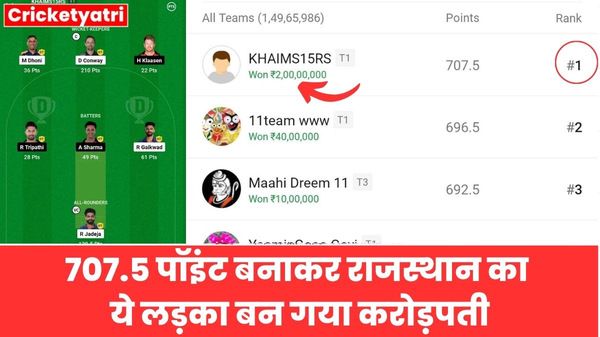 dream 11 winner 21 april csk vs srh