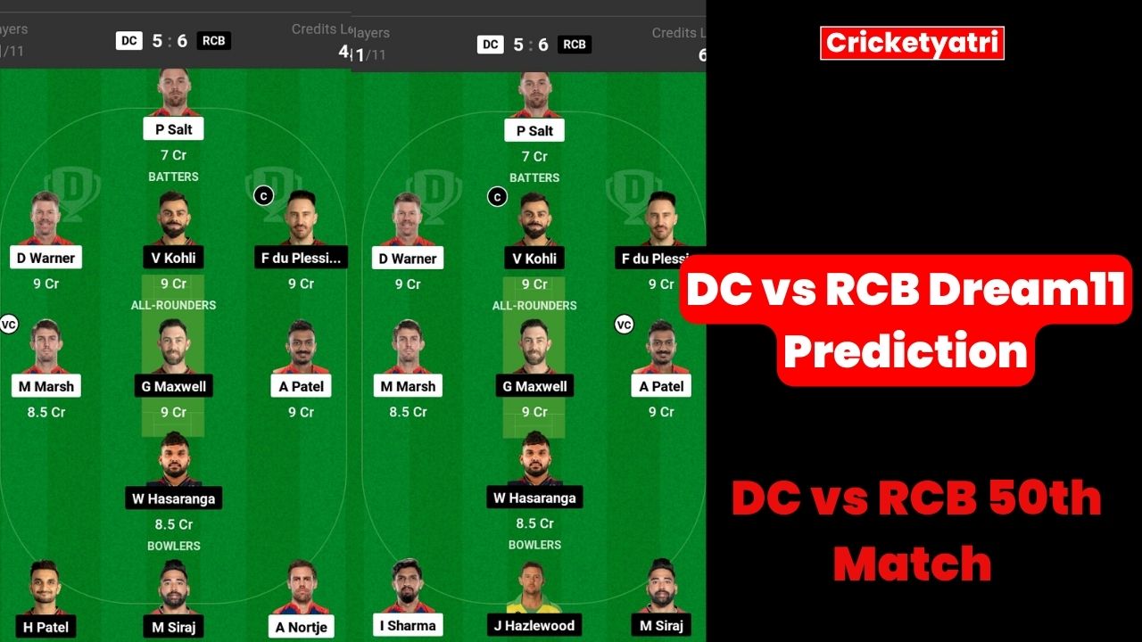 DC vs RCB Dream11 Prediction in Hindi