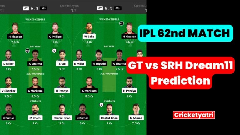 GT vs SRH Dream11 Prediction in Hindi