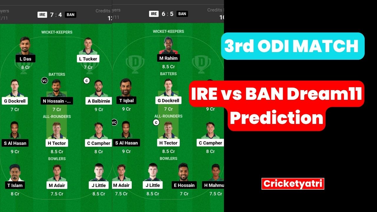 IRE vs BAN Dream11 Prediction in Hindi