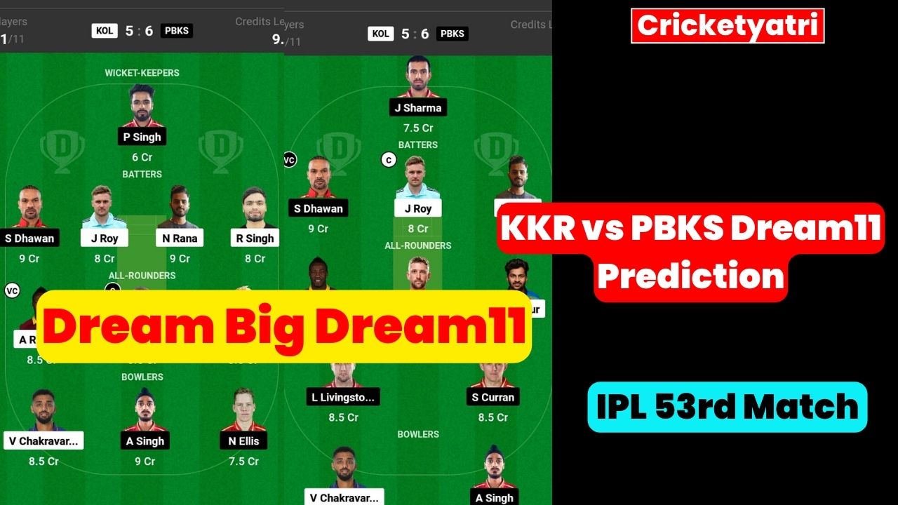KKR vs PBKS Dream11 Prediction in Hindi