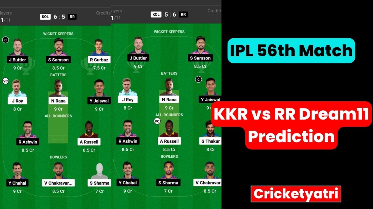 KKR vs RR Dream11 Prediction in Hindi
