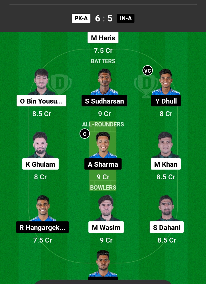 PAK A vs IND A Dream11 Prediction in Hindi