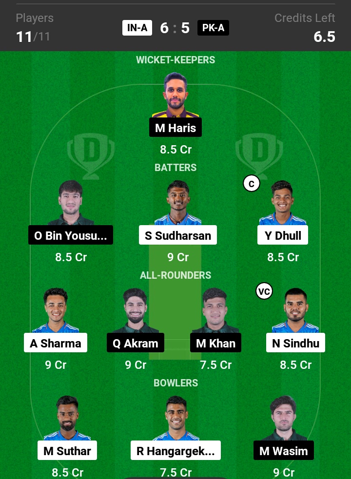 PAK A vs IND A Dream11 Prediction in Hindi