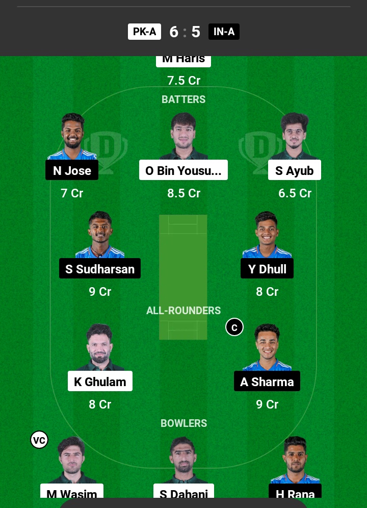 PAK A vs IND A Dream11 Prediction in Hindi