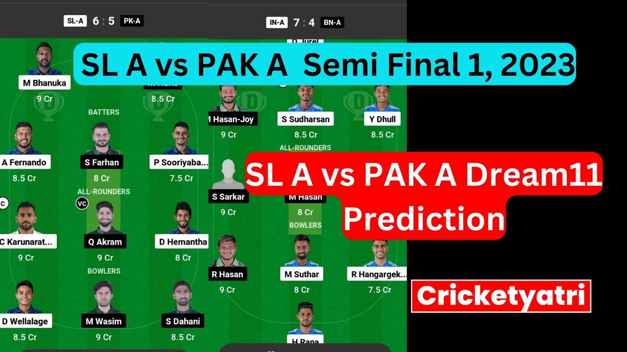 SL A vs PAK A Dream11 Prediction in Hindi