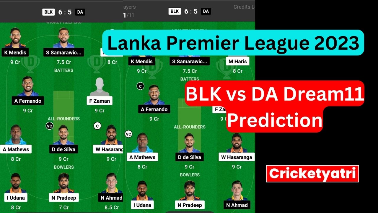 BLK vs DA Dream11 Prediction in Hindi