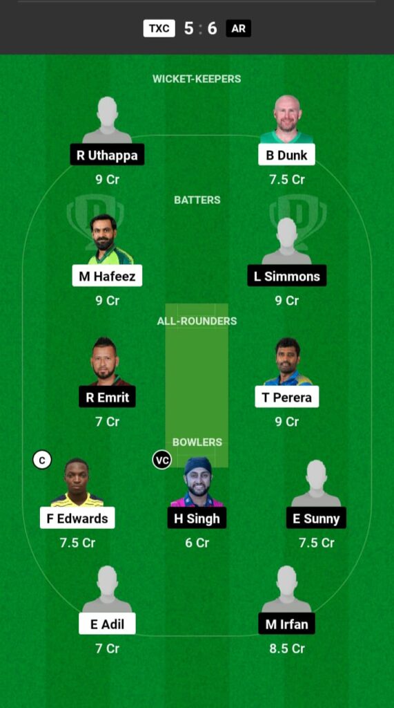 TXC vs AR Dream11