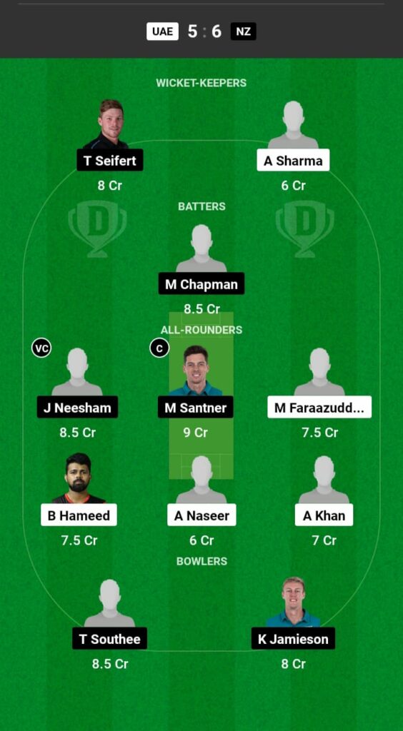 UAE vs NZ Dream11