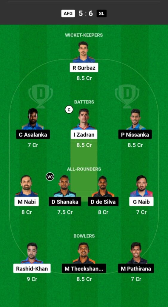 AFG vs SL Dream11