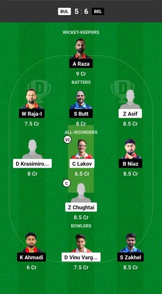 BUL vs BEL Dream11