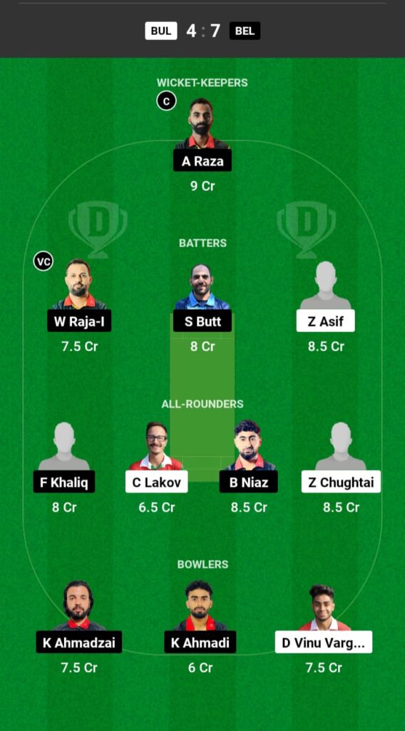 BUL vs BEL Dream11