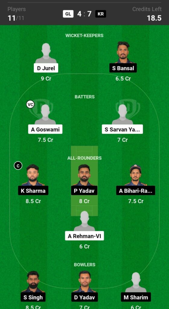 GL vs KR Dream11