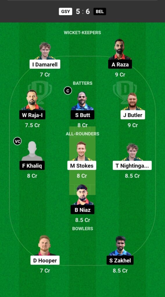 GSY vs BEL Dream11