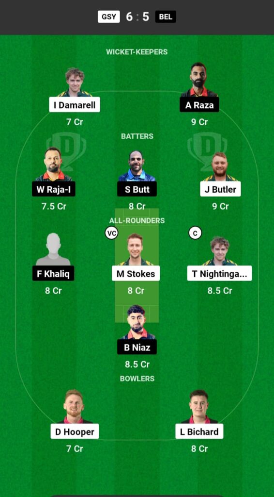 GSY vs BEL Dream11