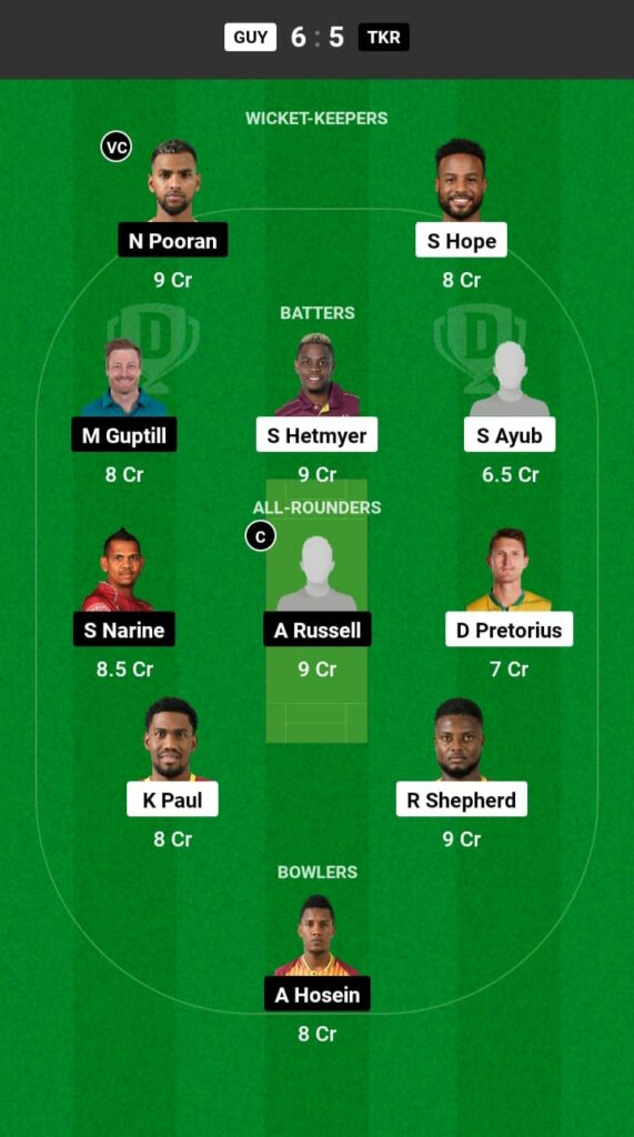 GUY vs TKR Dream11