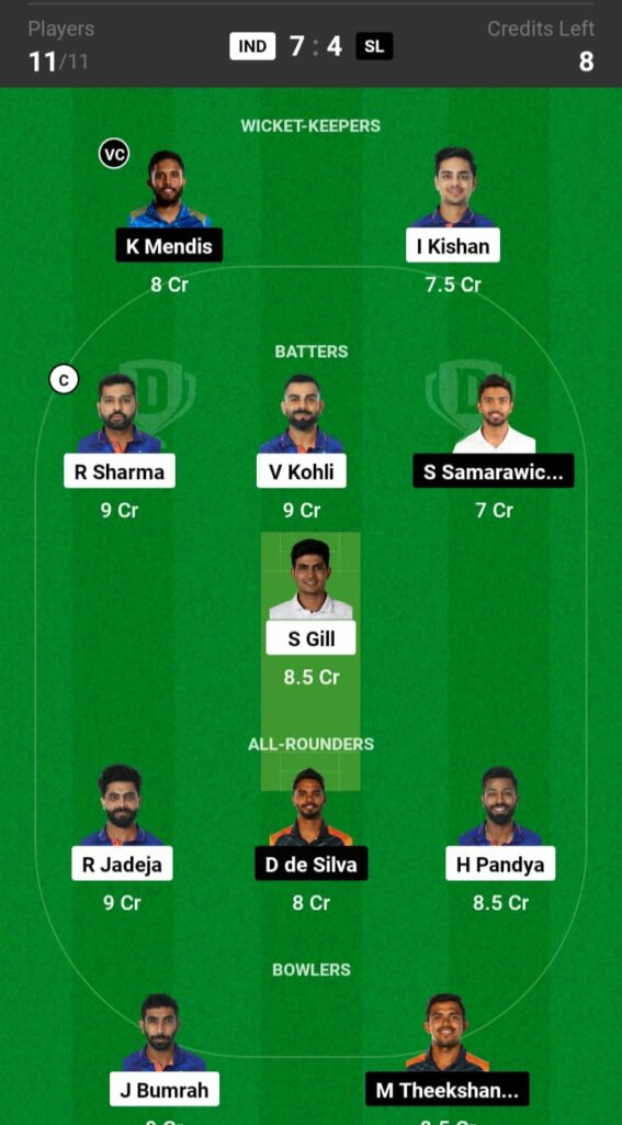 IND vs SL Dream11