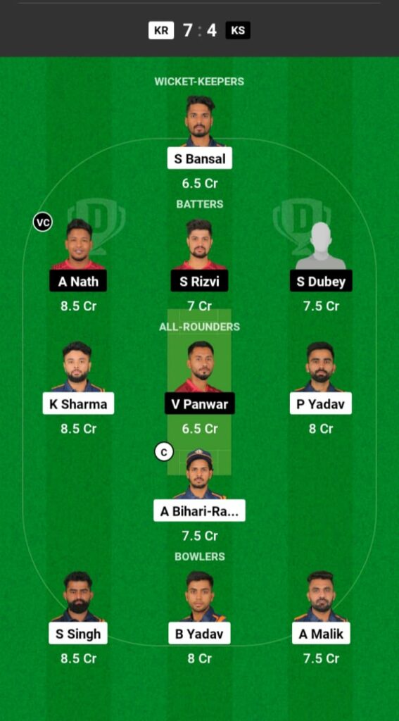 KR vs KS Dream11