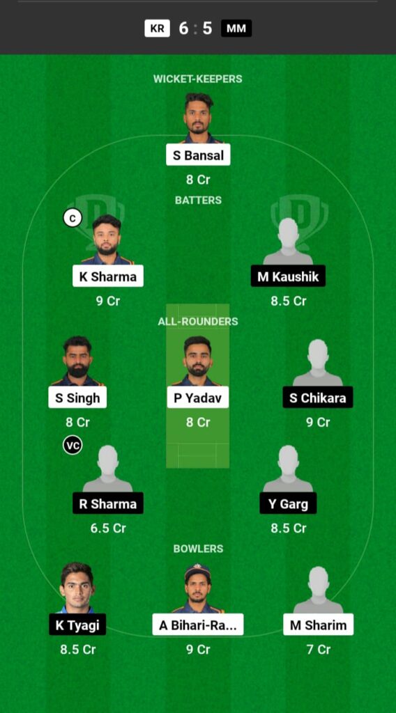 KR vs MM Dream11