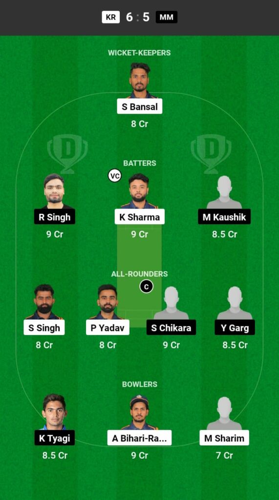 KR vs MM Dream11