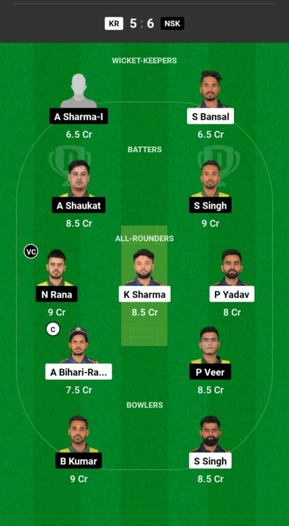 KR vs NSK Dream11