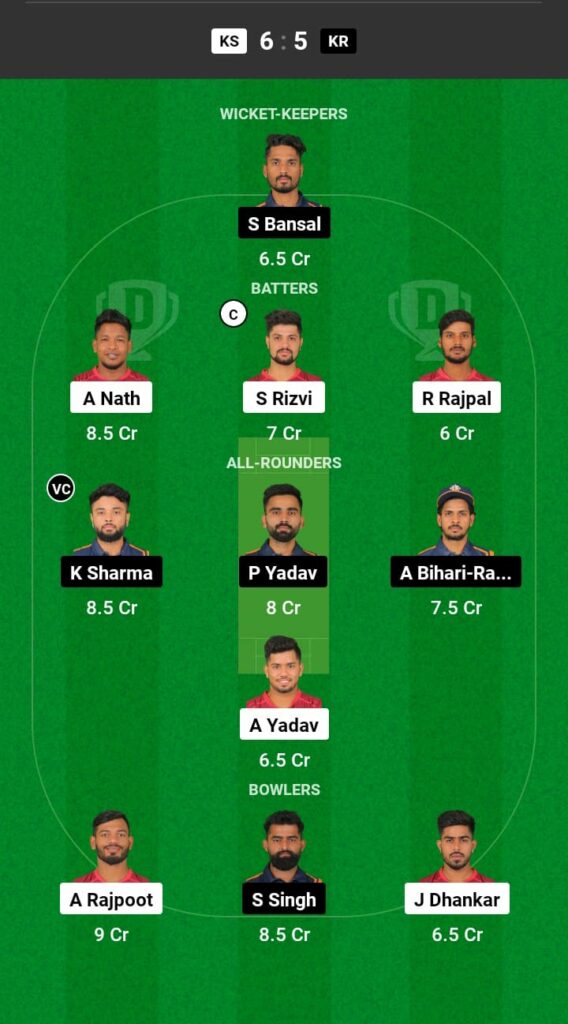 KS vs KR Dream11