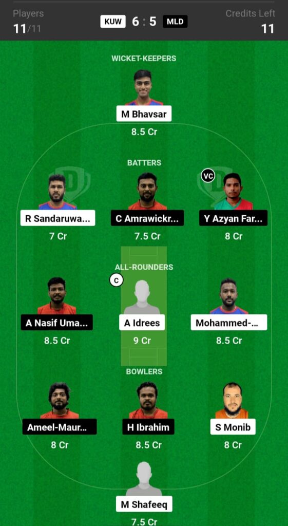 KUW vs MLD Dream11