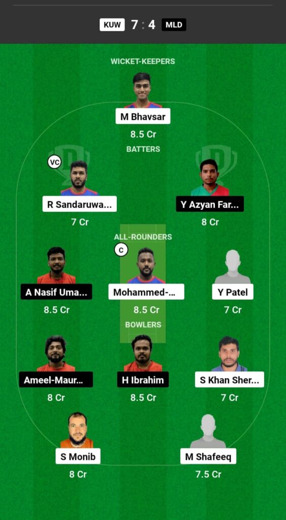 KUW vs MLD Dream11