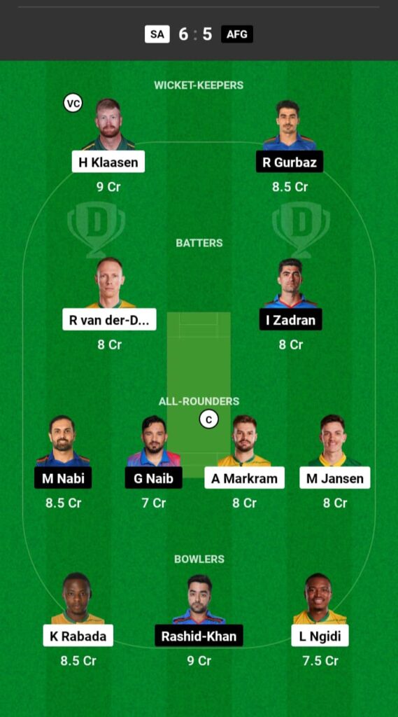 SA vs AFG Dream11