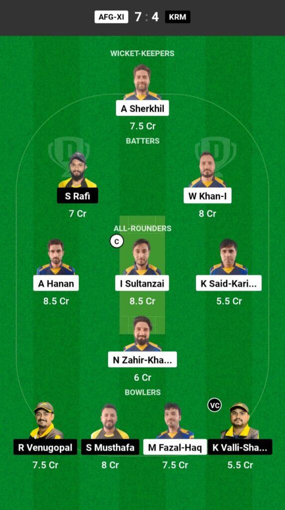 AFG-11 vs KRM Dream11