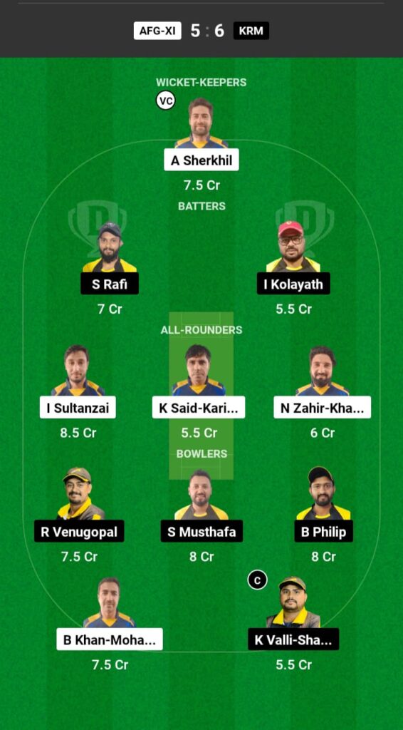 AFG-11 vs KRM Dream11