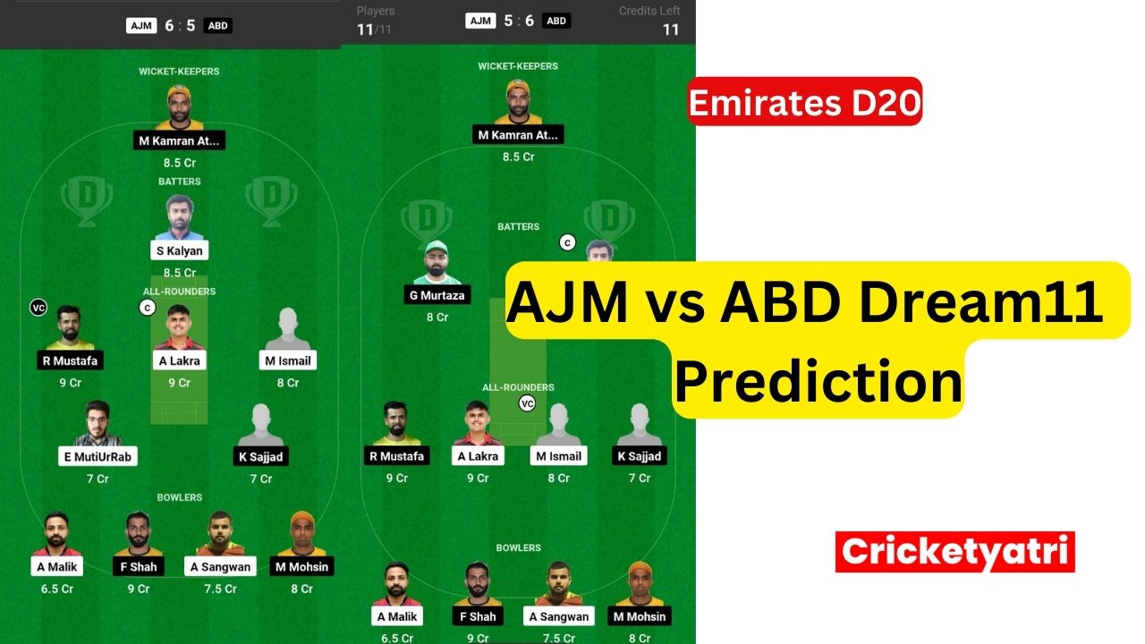 AJM vs ABD Dream11