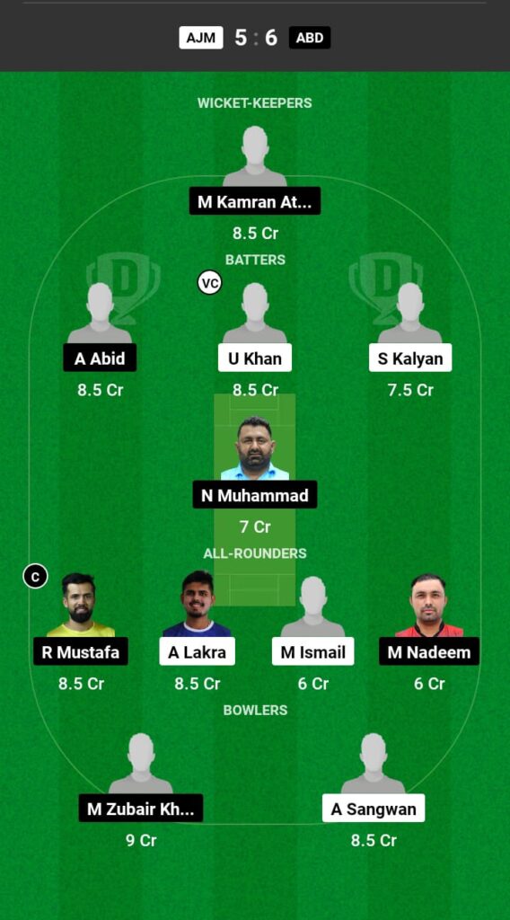 AJM vs ABD Dream11