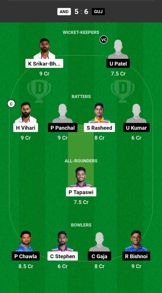 AND vs GUJ Dream11