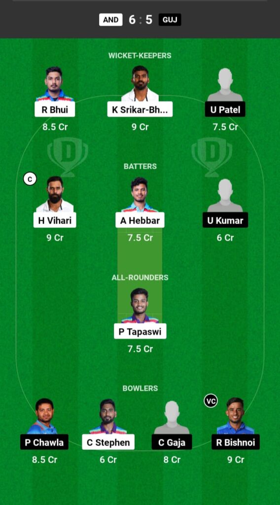 AND vs GUJ Dream11