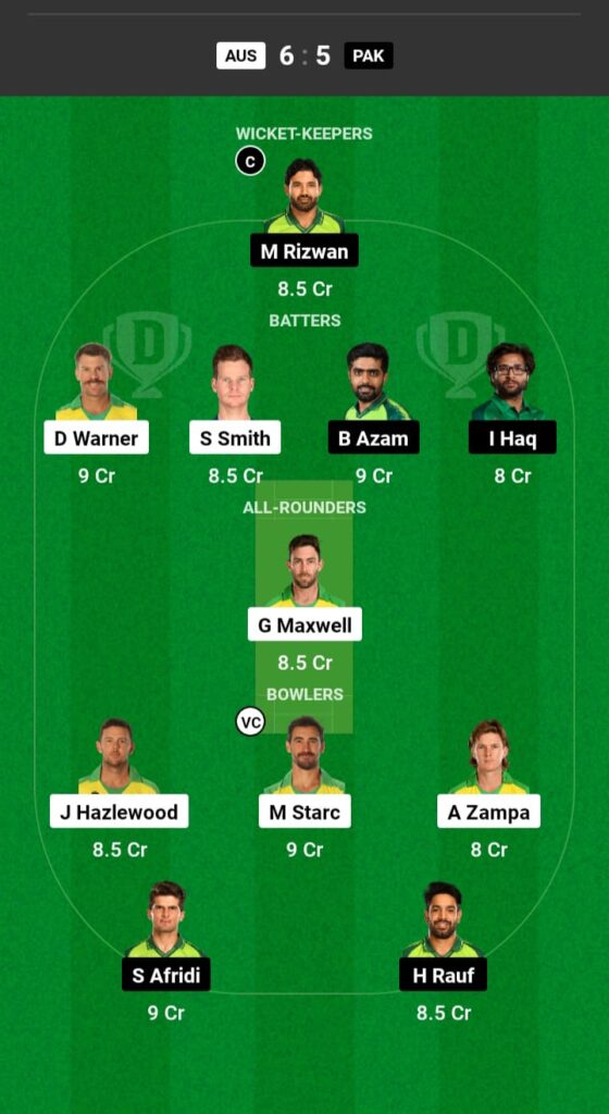 AUS vs PAK Dream11